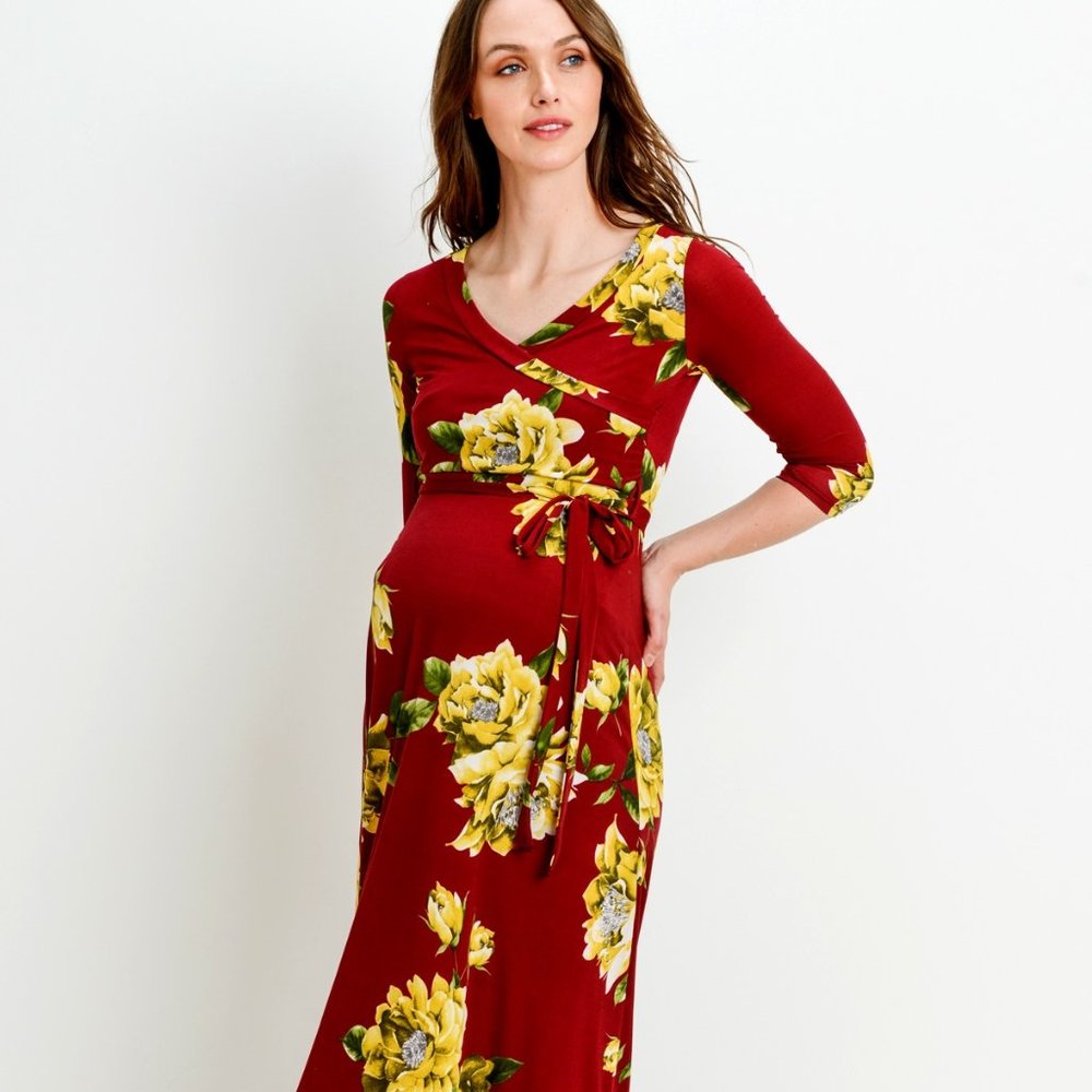 <CMD1309AH> Floral 3/4 Sleeve Maternity/Nursing